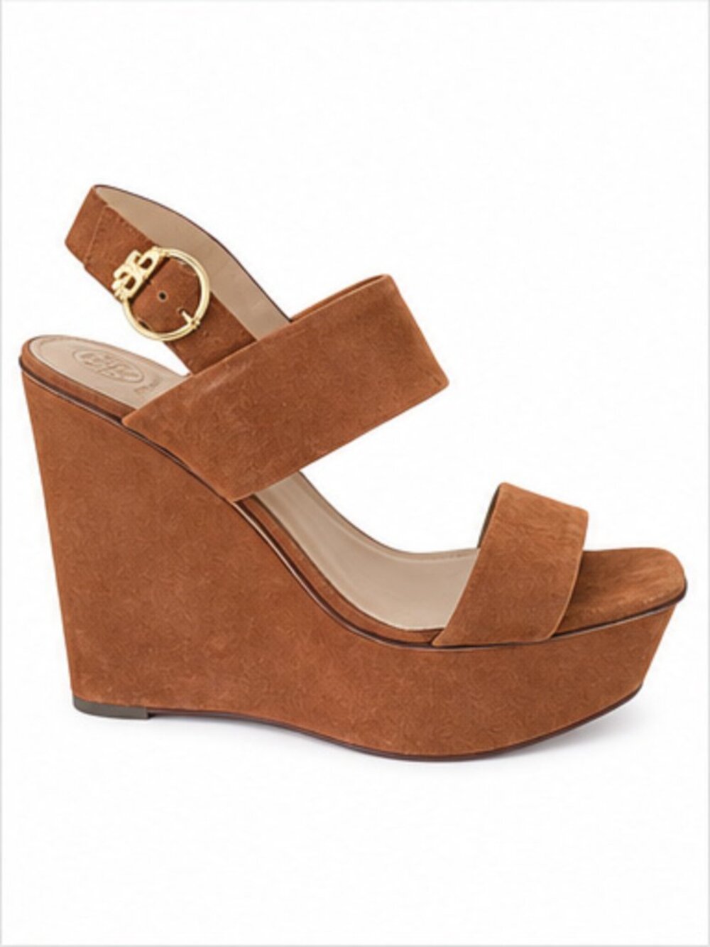 Tory Burch Cognac Suede Wedges Size 11 - Picture 3 of 9
